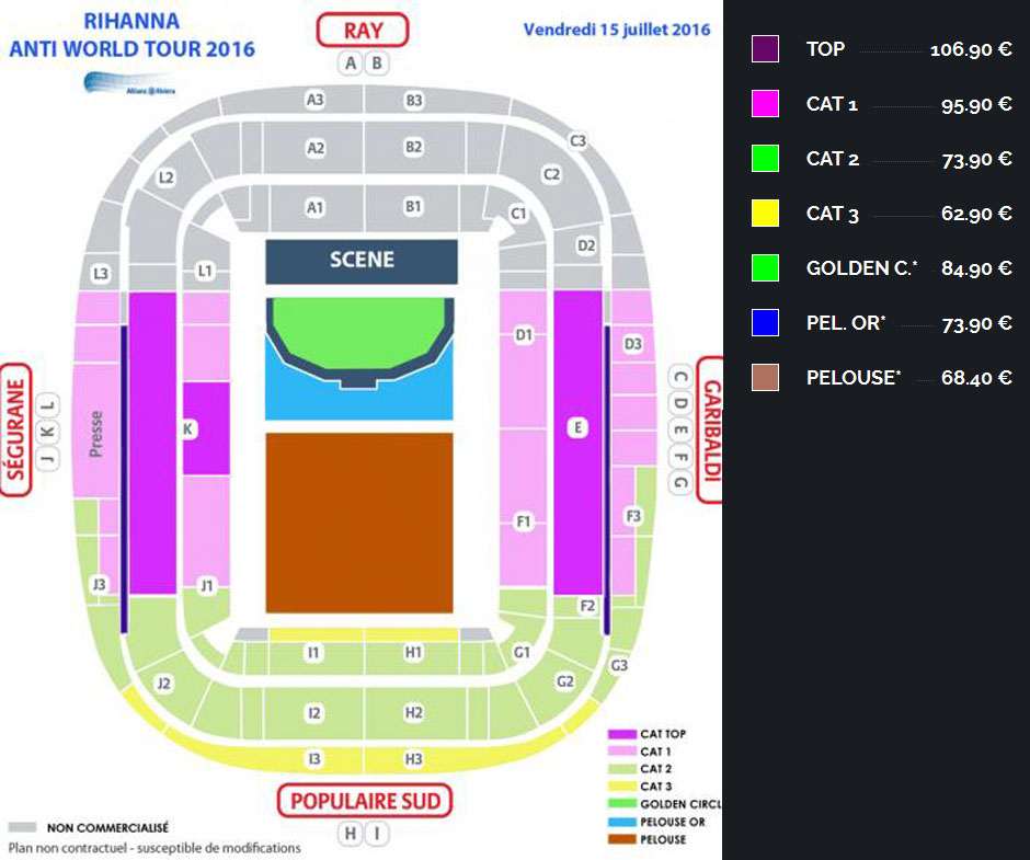 plan Stade Allianz Riviera Concert Rihanna