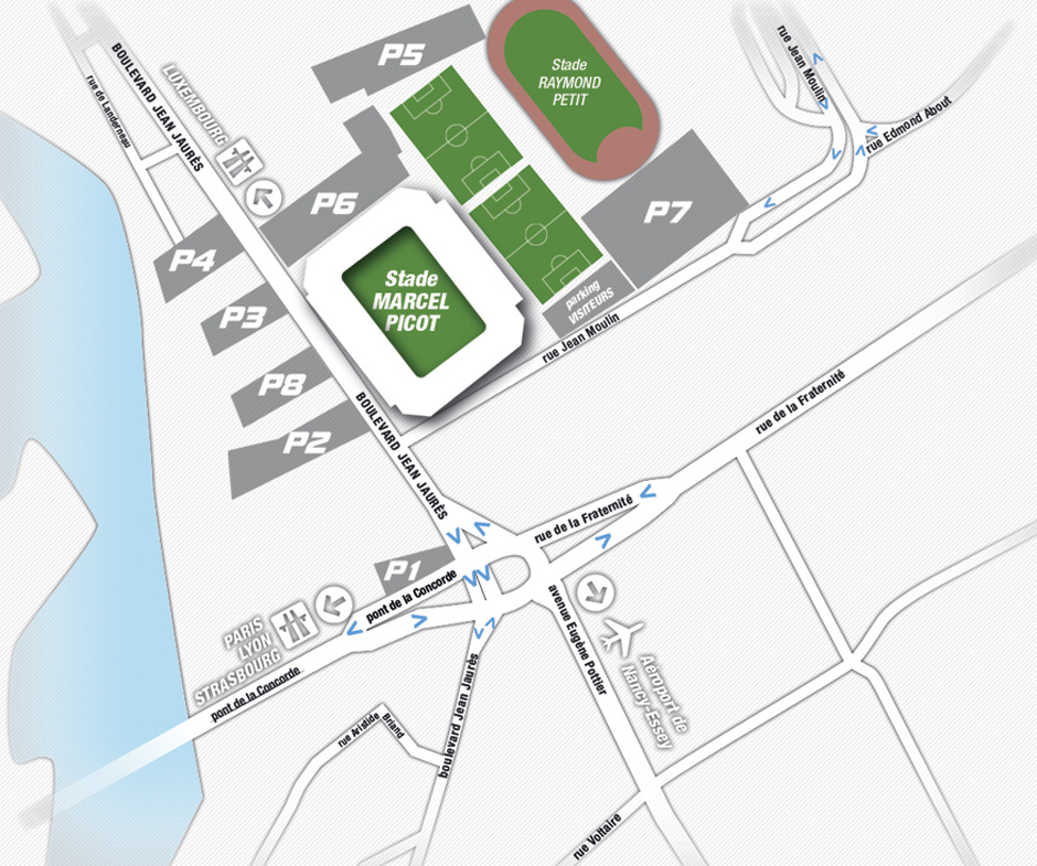 plan accès et parking Stade Marcel Picot
