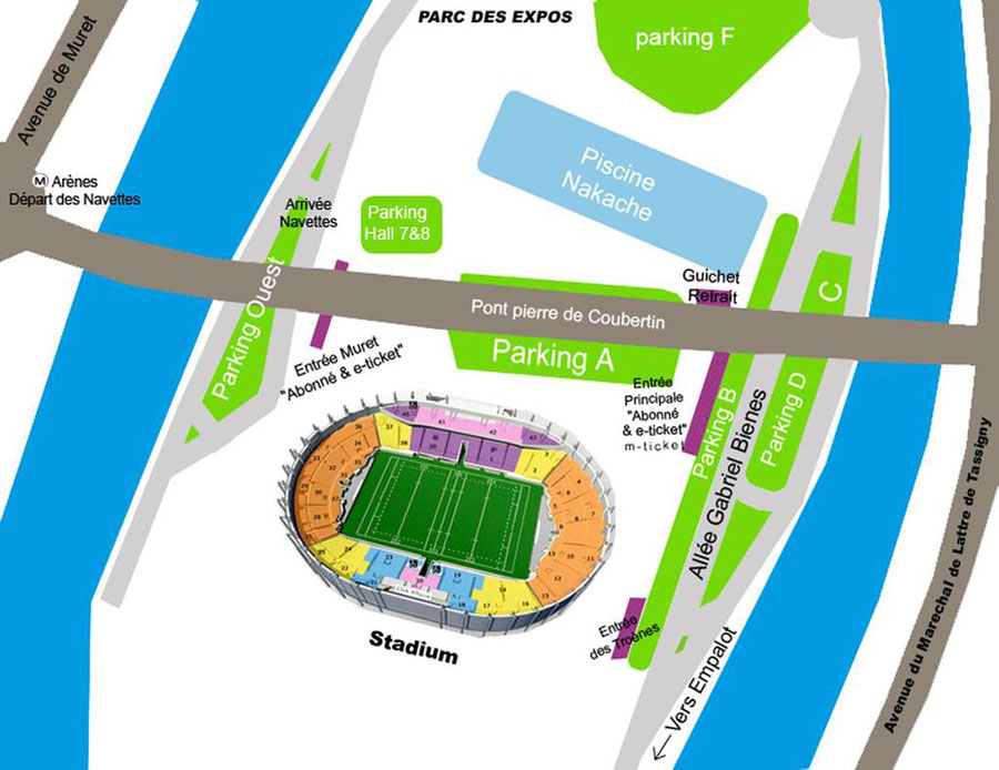 plan accès et parking stadium toulouse